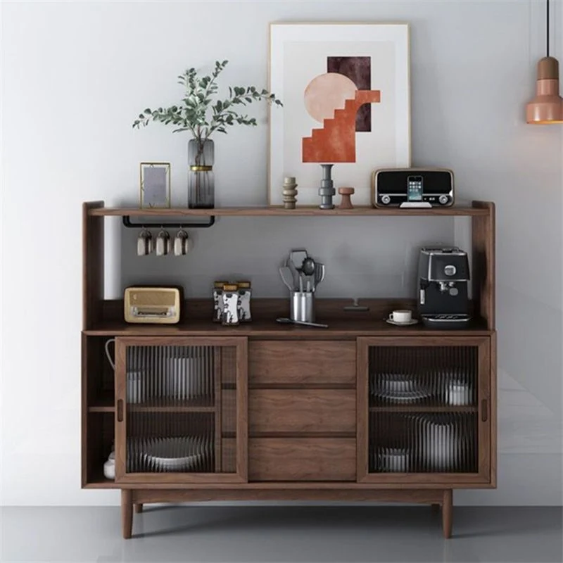 Contemporaneo espositore da pranzo con porte vetro legno massello Clearhalo