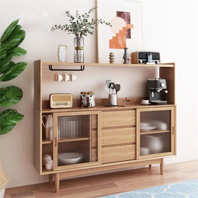Contemporaneo espositore da pranzo con porte vetro legno massello Clearhalo