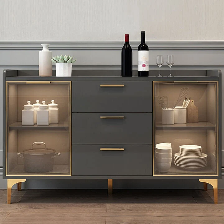 Credenza buffet con ante vetro stile moderno, credenza legno ingegnerizzato Clearhalo