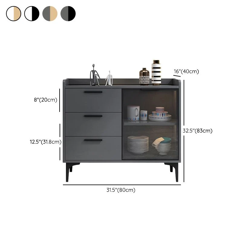 Credenza buffet con ante vetro stile moderno, credenza legno ingegnerizzato Clearhalo