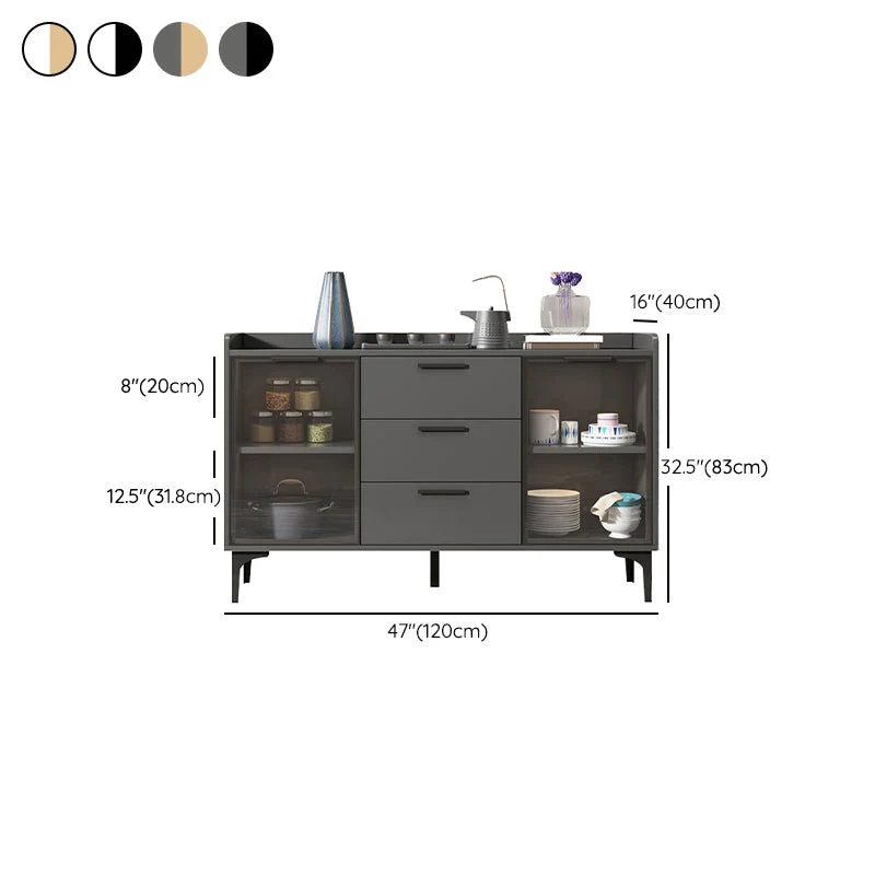 Credenza buffet con ante vetro stile moderno, credenza legno ingegnerizzato Clearhalo