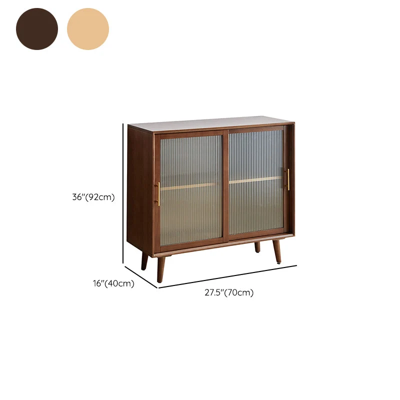 Credenza buffet contemporanea legno massello con ante vetro e armadietti Clearhalo