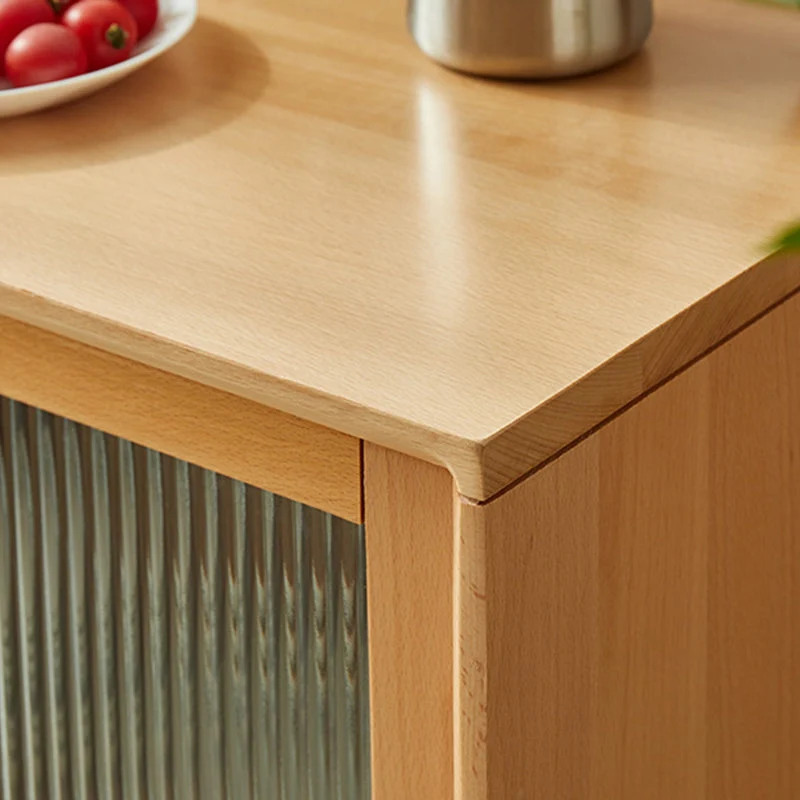 Credenza buffet contemporanea legno massello con ante vetro e armadietti Clearhalo