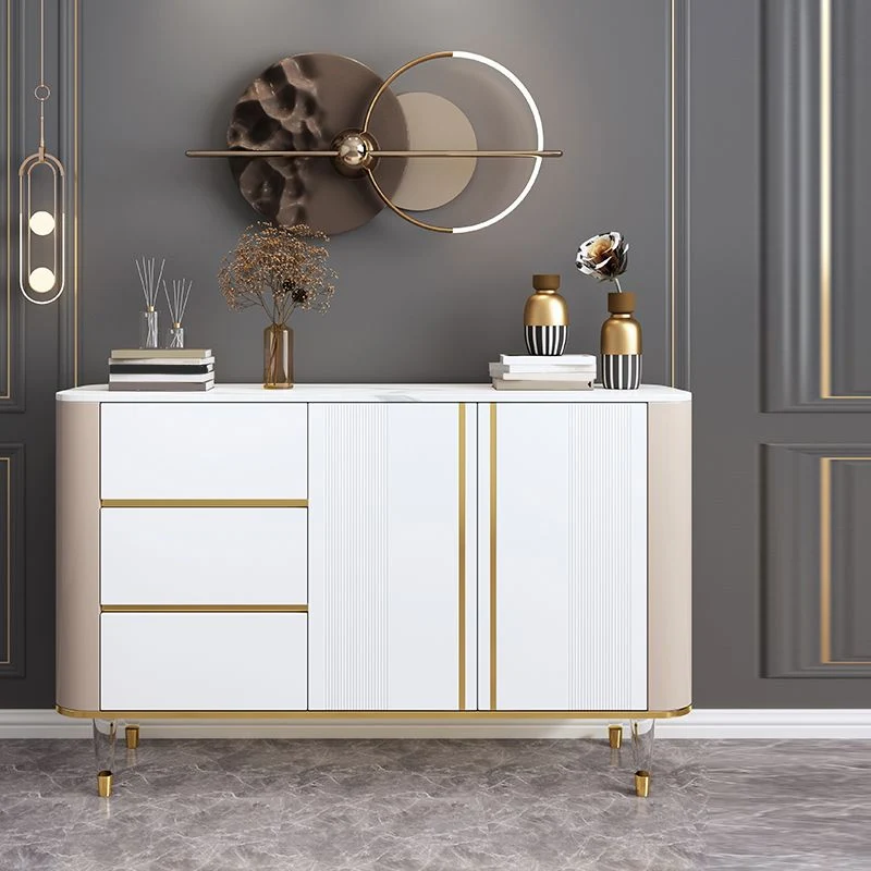 Credenza buffet legno ingegnerizzato con supporto per buffet pietra stile Glam con 3 cassetti Clearhalo