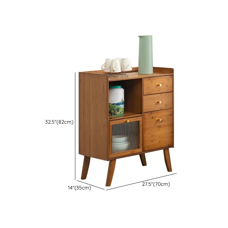 Credenza buffet legno ingegnerizzato marrone con contenitore aperto stile moderno Clearhalo