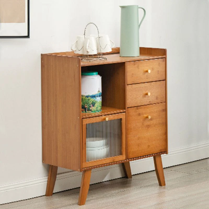 Credenza buffet legno ingegnerizzato marrone con contenitore aperto stile moderno Clearhalo