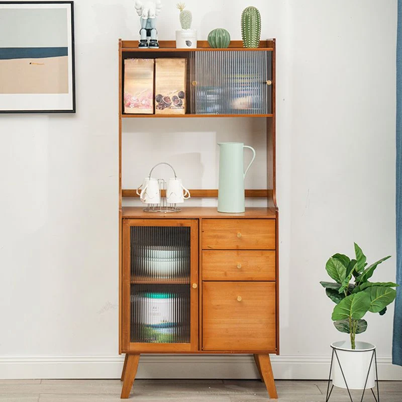 Credenza buffet legno ingegnerizzato marrone con contenitore aperto stile moderno Clearhalo