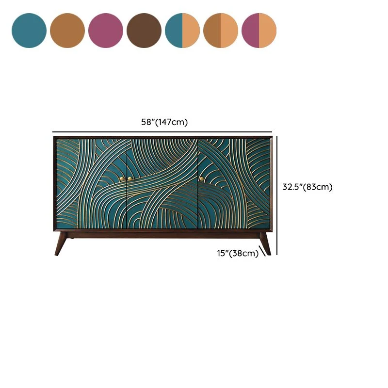 Credenza buffet legno massello con ripiani regolabili stile Glam con ante Clearhalo