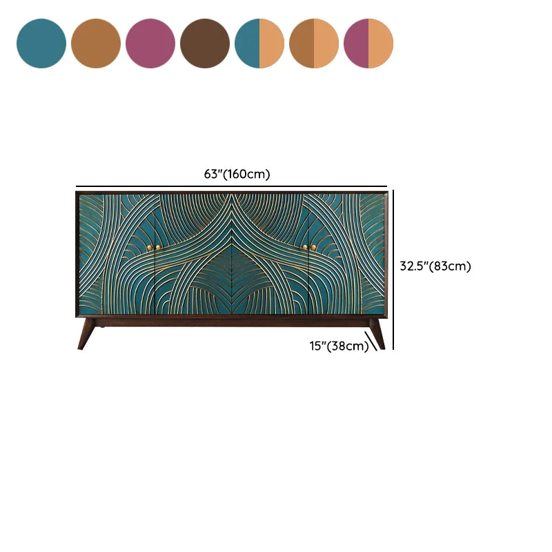 Credenza buffet legno massello con ripiani regolabili stile Glam con ante Clearhalo