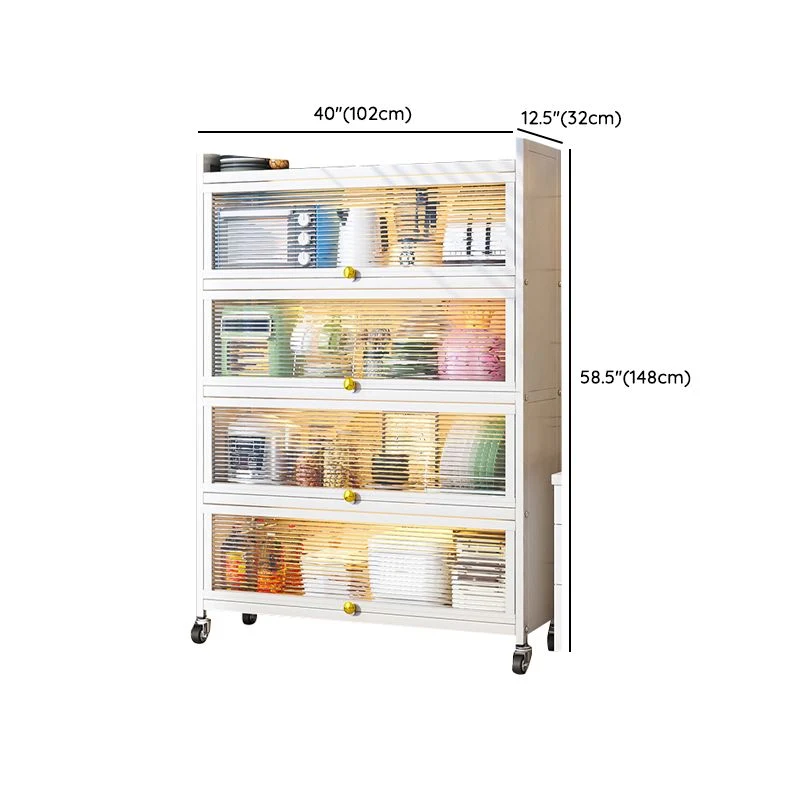 Credenza buffet metallizzata bianca Server da pranzo largo 12,6 pollici con ruote Clearhalo