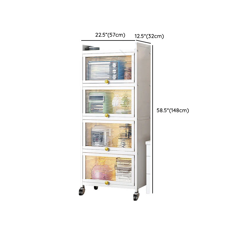 Credenza buffet metallizzata bianca Server da pranzo largo 12,6 pollici con ruote Clearhalo