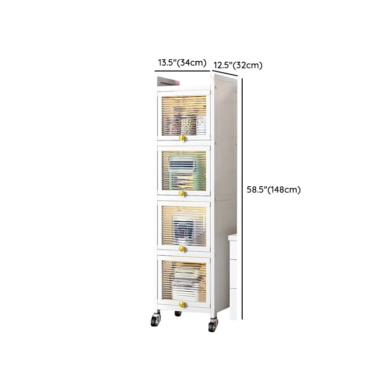Credenza buffet metallizzata bianca Server da pranzo largo 12,6 pollici con ruote Clearhalo