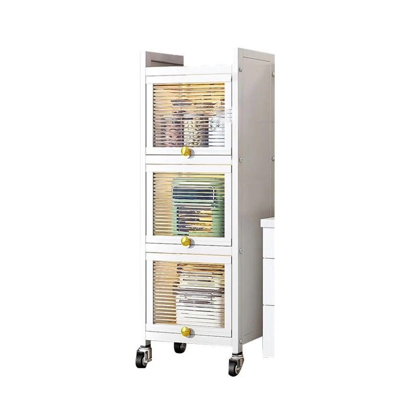 Credenza buffet metallizzata bianca Server da pranzo largo 12,6 pollici con ruote Clearhalo