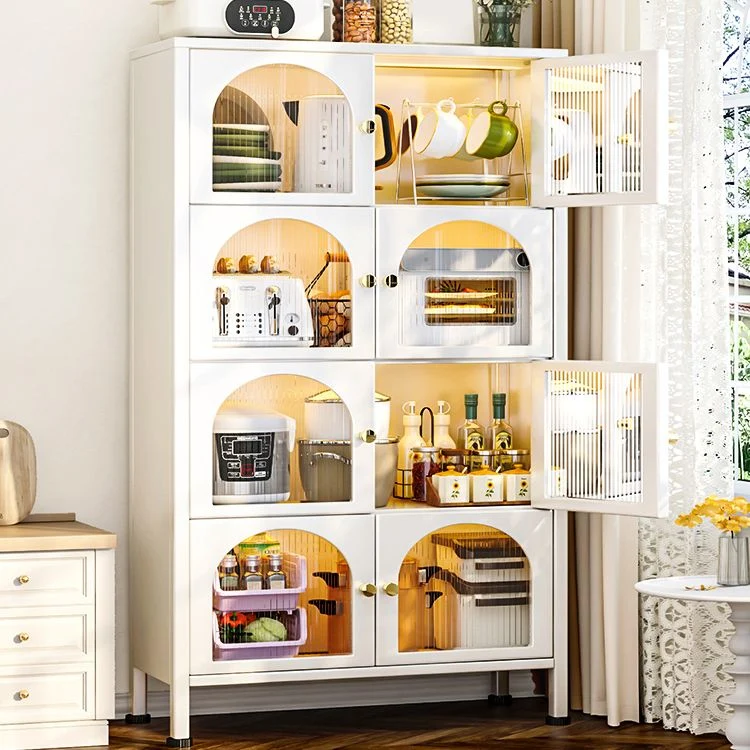 Credenza buffet metallizzata bianca Server da pranzo largo 12,6 pollici con ruote Clearhalo