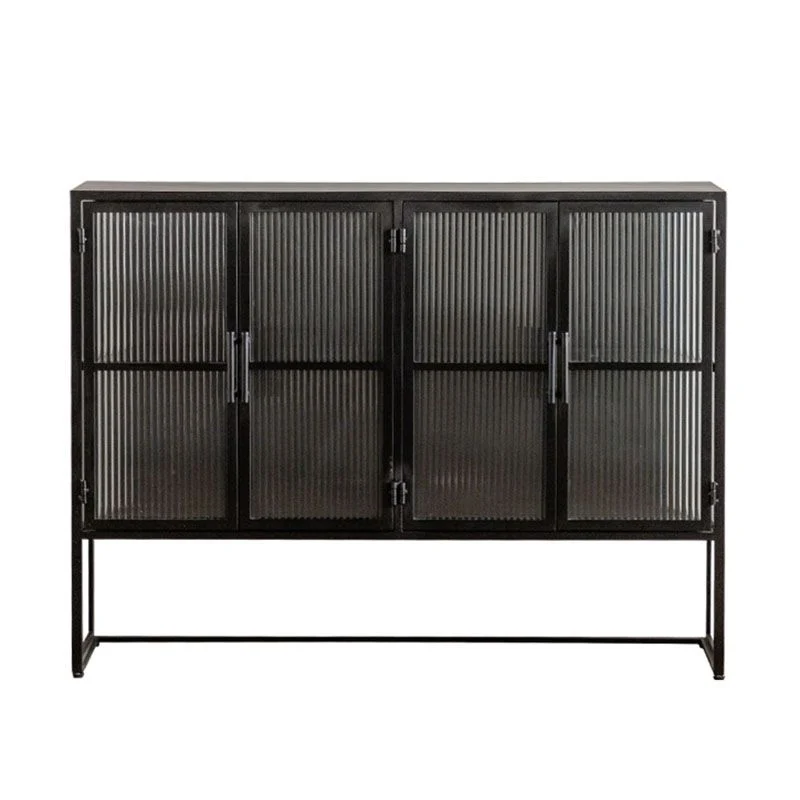 Credenza buffet metallo con ante vetro stile moderno per la casa Clearhalo