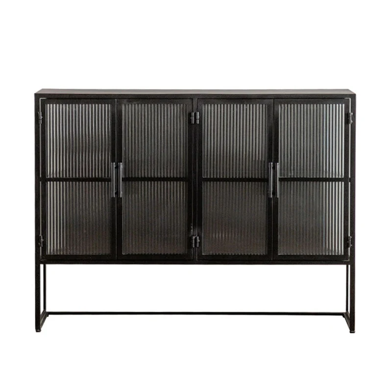 Credenza buffet metallo con ante vetro stile moderno per la casa Clearhalo