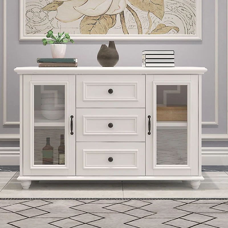 Credenza buffet moderna bianca legno massello con cassetti Clearhalo