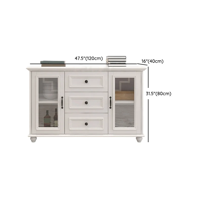 Credenza buffet moderna bianca legno massello con cassetti Clearhalo