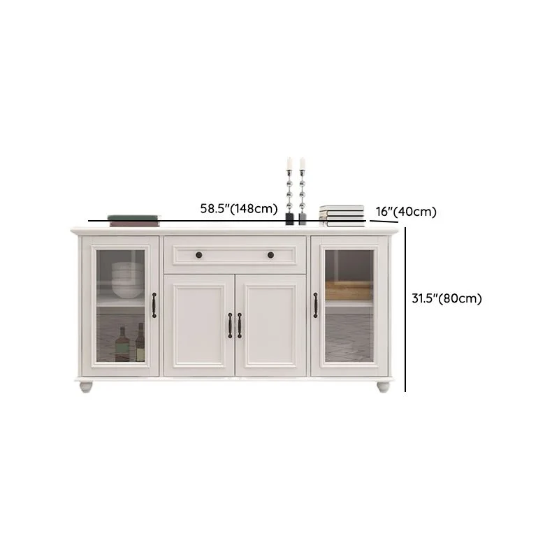 Credenza buffet moderna bianca legno massello con cassetti Clearhalo