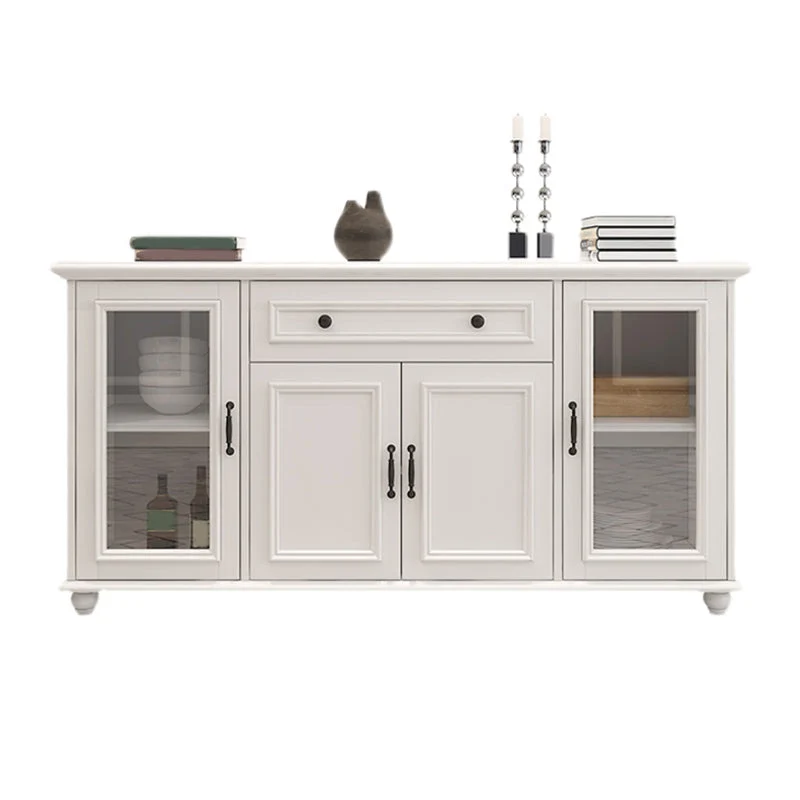 Credenza buffet moderna bianca legno massello con cassetti Clearhalo