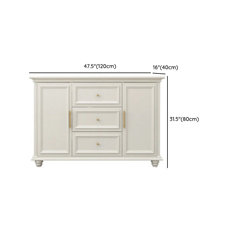 Credenza buffet moderna bianca legno massello con cassetti e ante Clearhalo