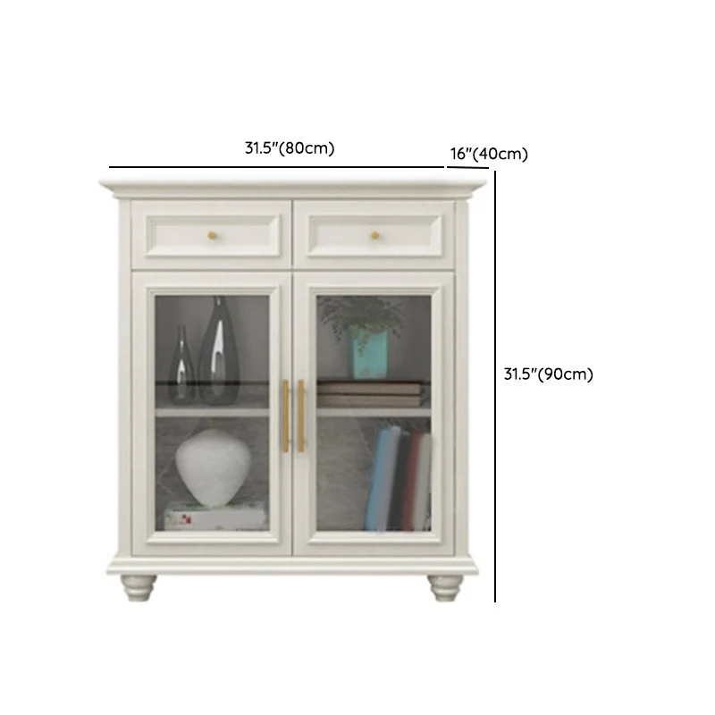 Credenza buffet moderna bianca legno massello con cassetti e ante Clearhalo