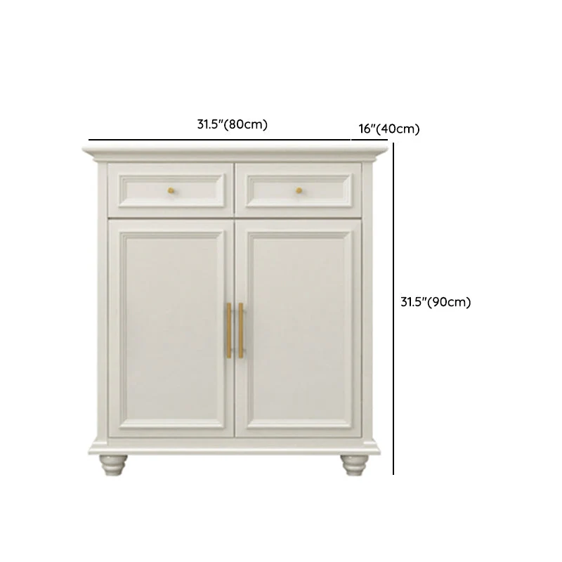 Credenza buffet moderna bianca legno massello con cassetti e ante Clearhalo