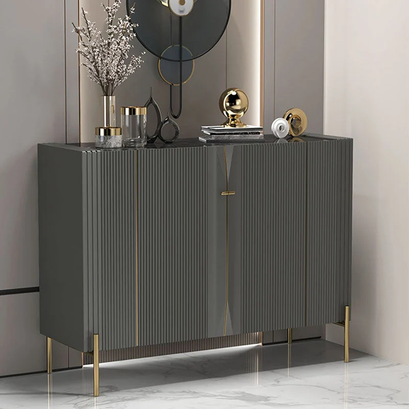 Credenza buffet moderna legno ingegnerizzato Credenza alta 35,4 pollici con gambe acciaio inossidabile Clearhalo
