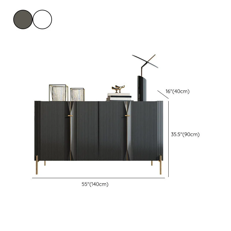 Credenza buffet moderna legno ingegnerizzato Credenza alta 35,4 pollici con gambe acciaio inossidabile Clearhalo