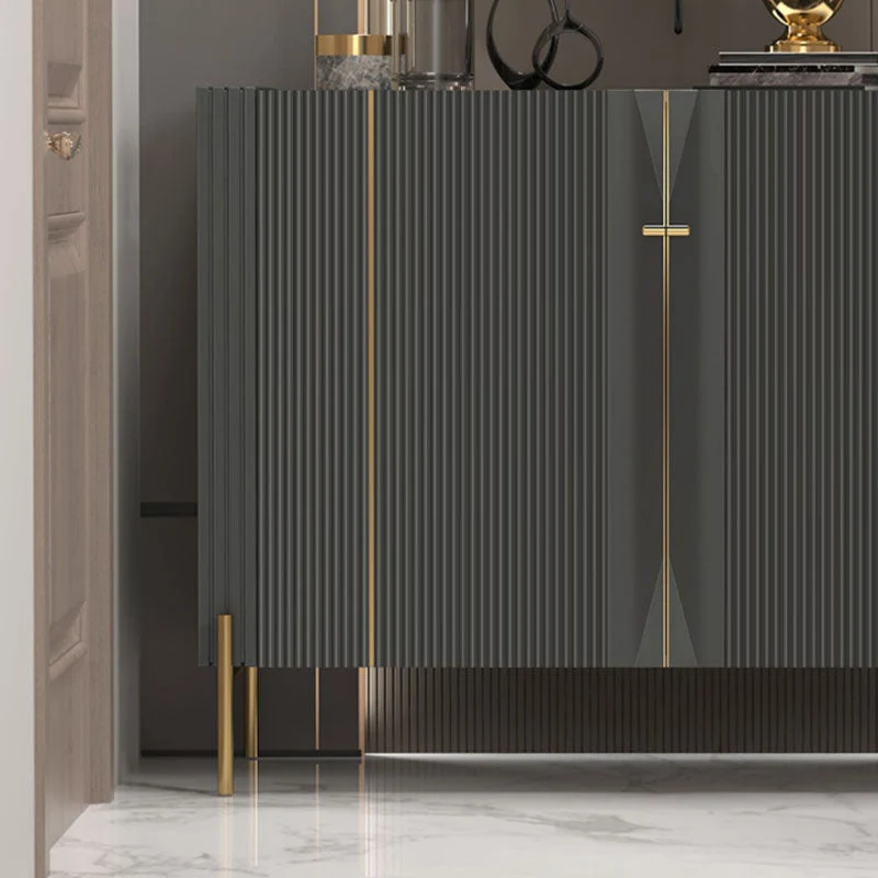 Credenza buffet moderna legno ingegnerizzato Credenza alta 35,4 pollici con gambe acciaio inossidabile Clearhalo