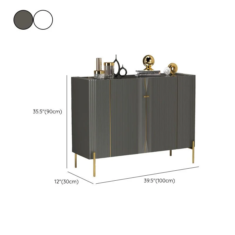 Credenza buffet moderna legno ingegnerizzato Credenza alta 35,4 pollici con gambe acciaio inossidabile Clearhalo