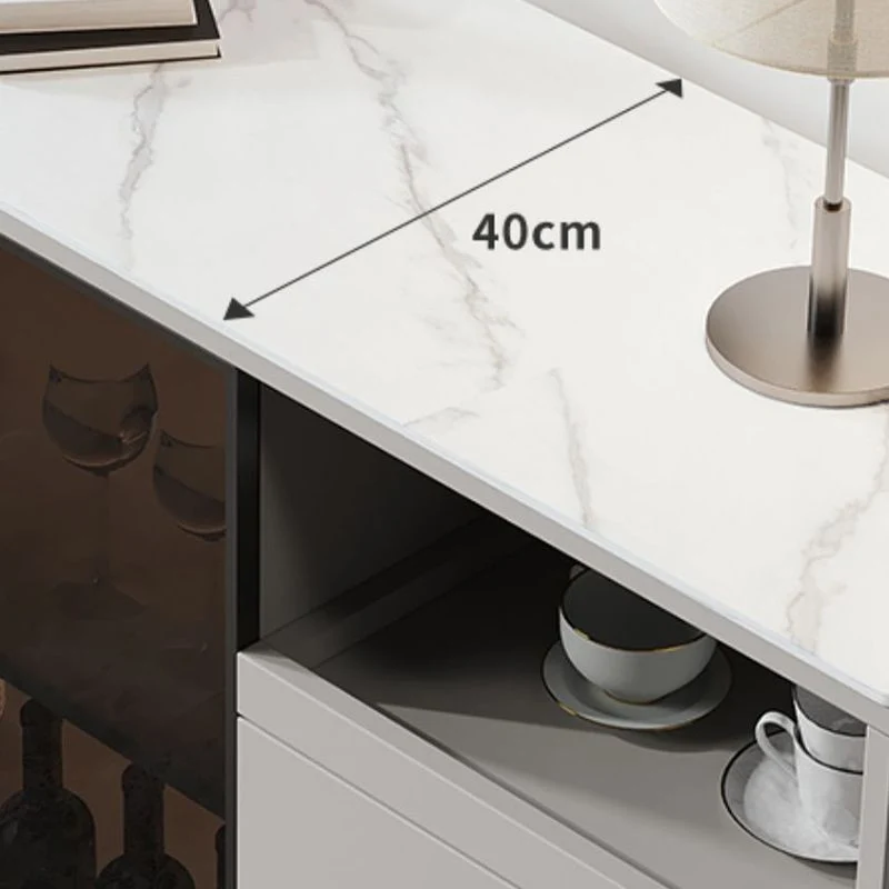Credenza buffet pietra con anta vetro, credenza stile moderno con luci LED Clearhalo