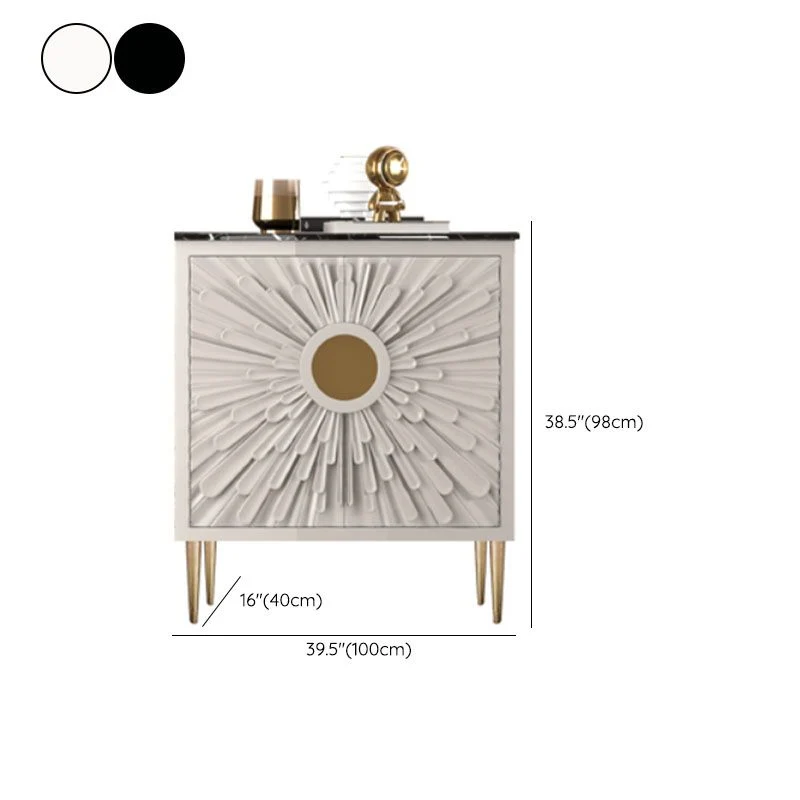 Credenza buffet stile glam con gambe acciaio inox e contenitore Clearhalo