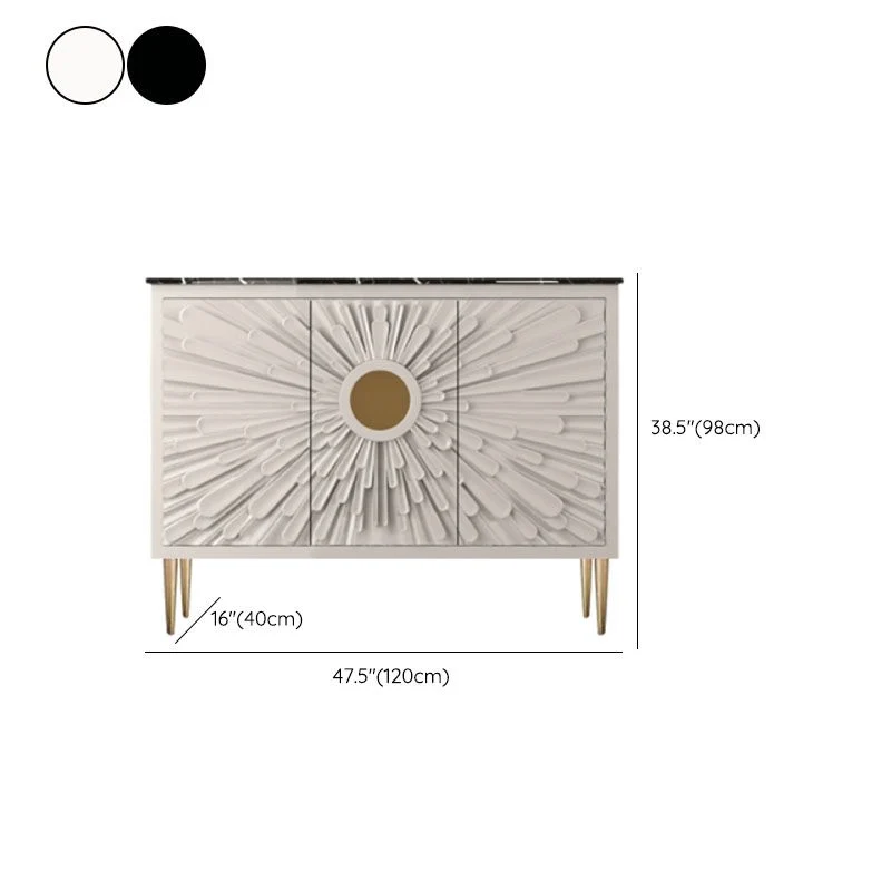 Credenza buffet stile glam con gambe acciaio inox e contenitore Clearhalo