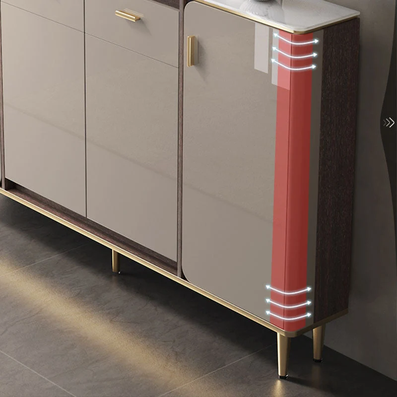 Credenza buffet stile glamour da cucina, colore grigio, con cassetto e contenitore Clearhalo
