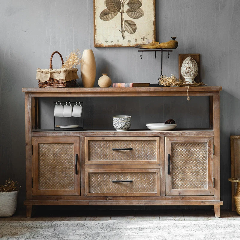 Credenza con contenitore aperto tradizionale legno per sala da pranzo Clearhalo