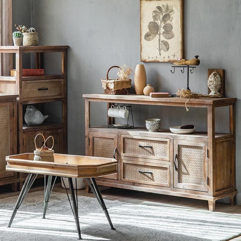 Credenza con contenitore aperto tradizionale legno per sala da pranzo Clearhalo