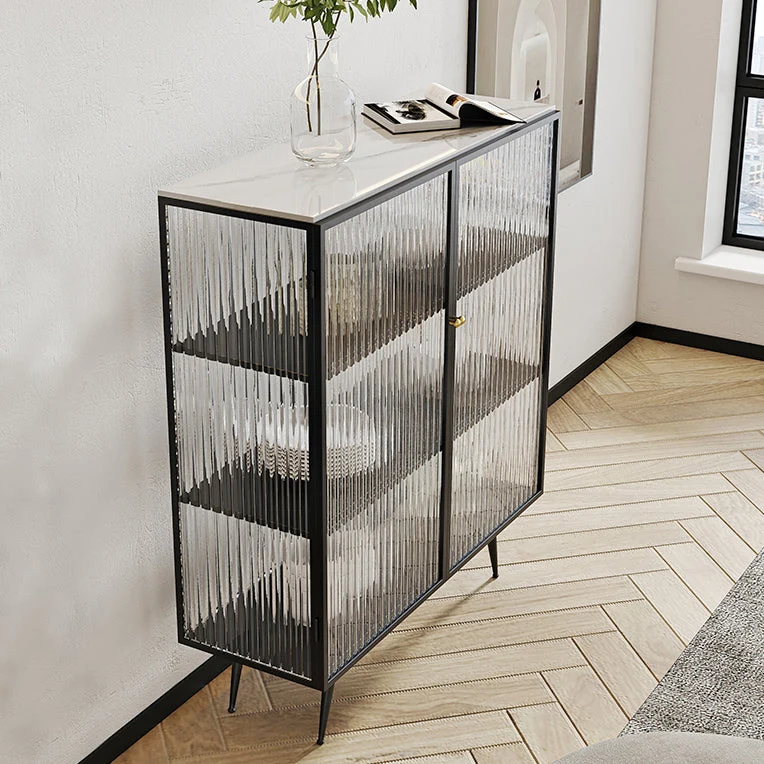 Credenza con piano pietra sinterizzata Glam Style 2 ante per soggiorno Clearhalo