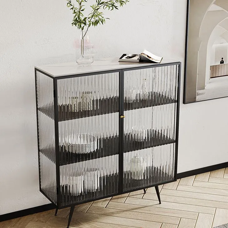 Credenza con piano pietra sinterizzata Glam Style 2 ante per soggiorno Clearhalo