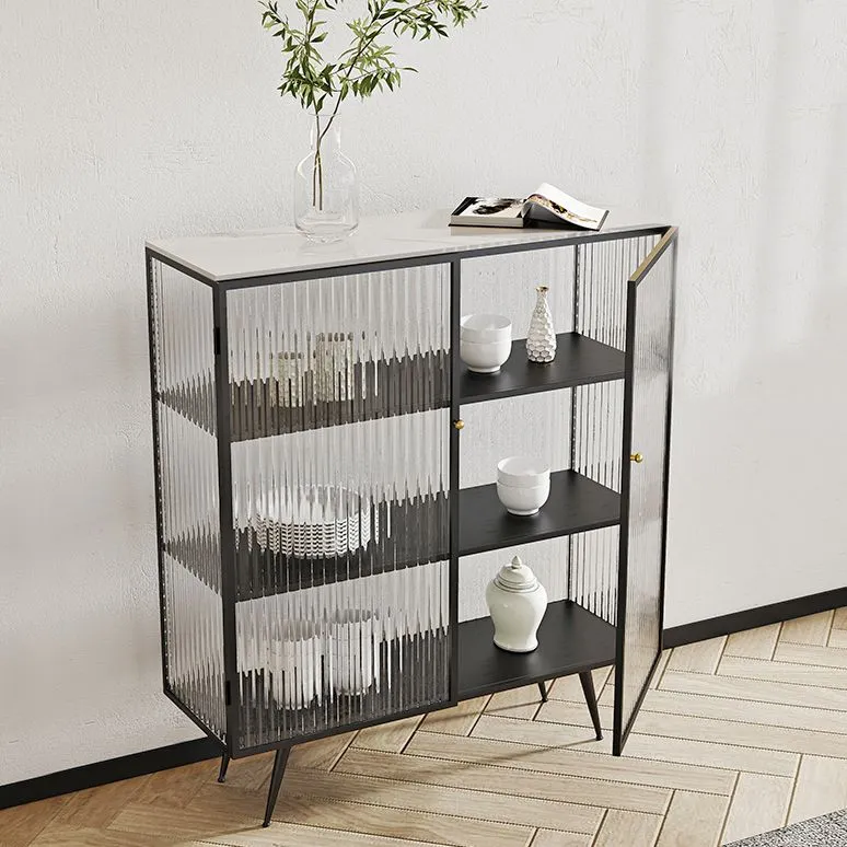 Credenza con piano pietra sinterizzata Glam Style 2 ante per soggiorno Clearhalo
