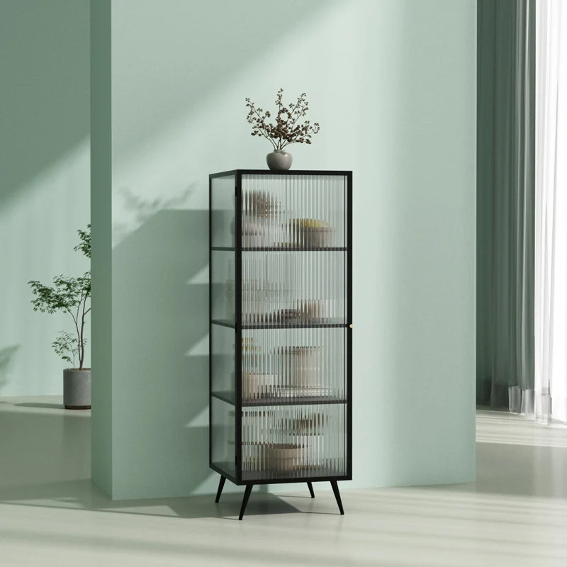 Credenza con porta vetro stile moderno da 53 pollici, credenza alta Clearhalo