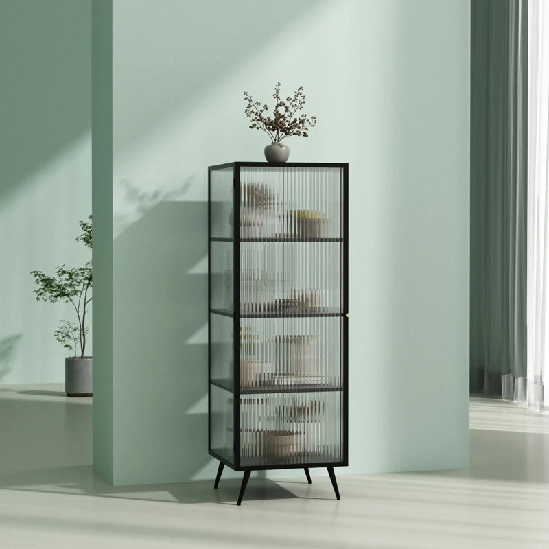 Credenza con porta vetro stile moderno da 53 pollici, credenza alta Clearhalo