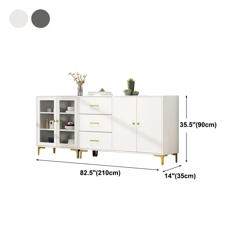 Credenza con ripiani regolabili, supporto per buffet Glam legno ingegnerizzato con ante vetro Clearhalo