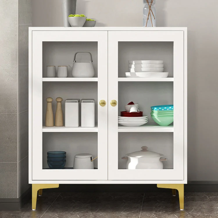 Credenza con ripiani regolabili, supporto per buffet Glam legno ingegnerizzato con ante vetro Clearhalo