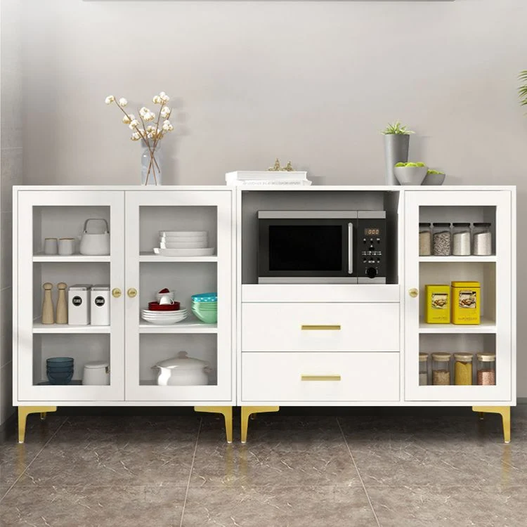 Credenza con ripiani regolabili, supporto per buffet Glam legno ingegnerizzato con ante vetro Clearhalo
