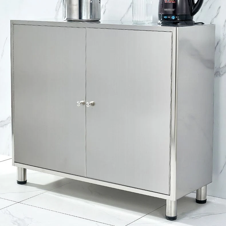 Credenza da cucina acciaio inossidabile Mobile server moderno con contenitore Clearhalo