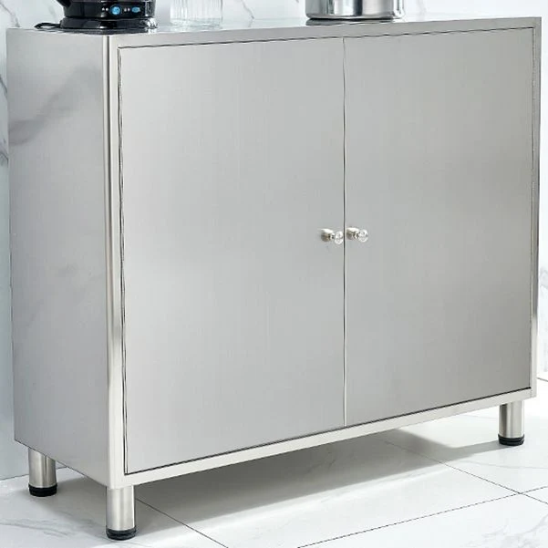 Credenza da cucina acciaio inossidabile Mobile server moderno con contenitore Clearhalo
