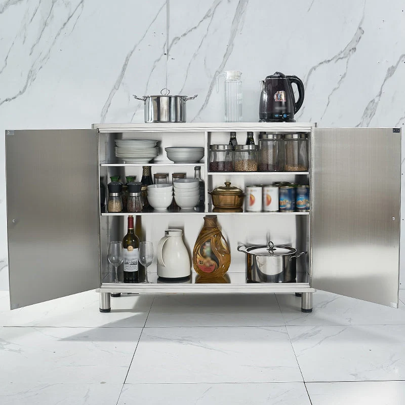Credenza da cucina acciaio inossidabile Mobile server moderno con contenitore Clearhalo