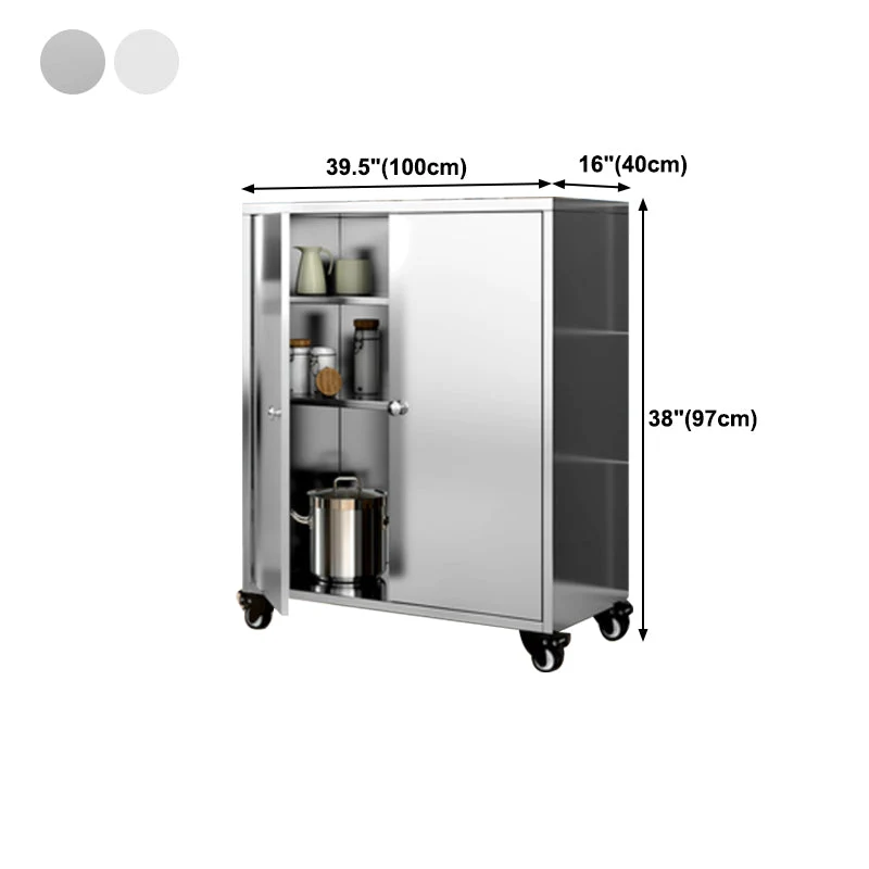 Credenza da cucina acciaio Mobile server moderno buffet con porta Clearhalo