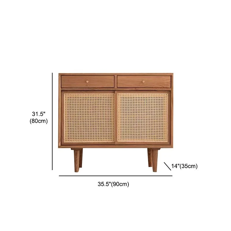 Credenza da cucina legno con ante rattan dallo stile semplice, altezza 32 pollici, per sala da pranzo Clearhalo